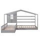 preview thumbnail 17 of 25, Twin Size Wood House Platform Bed, L-Shaped with Fence and Slatted Frame