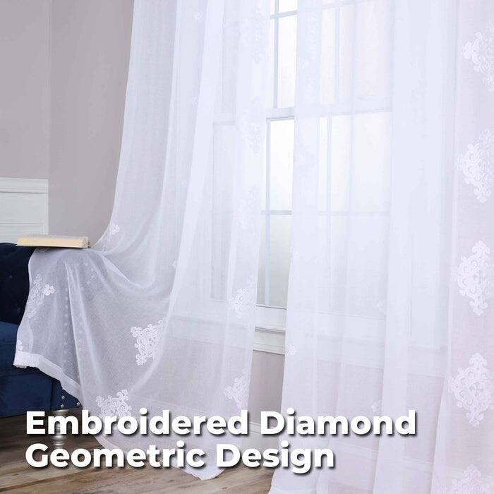 Superior Damask Grommet Sheer Window Curtain Panels (Set of 2)