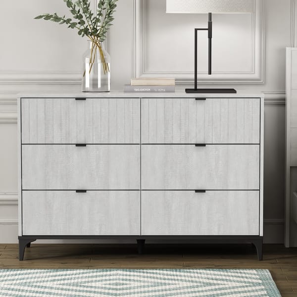 dusty grey oak dresser Darsh 6-Drawer Dusty Gray Oak Dresser with Ultra Fast Assembly