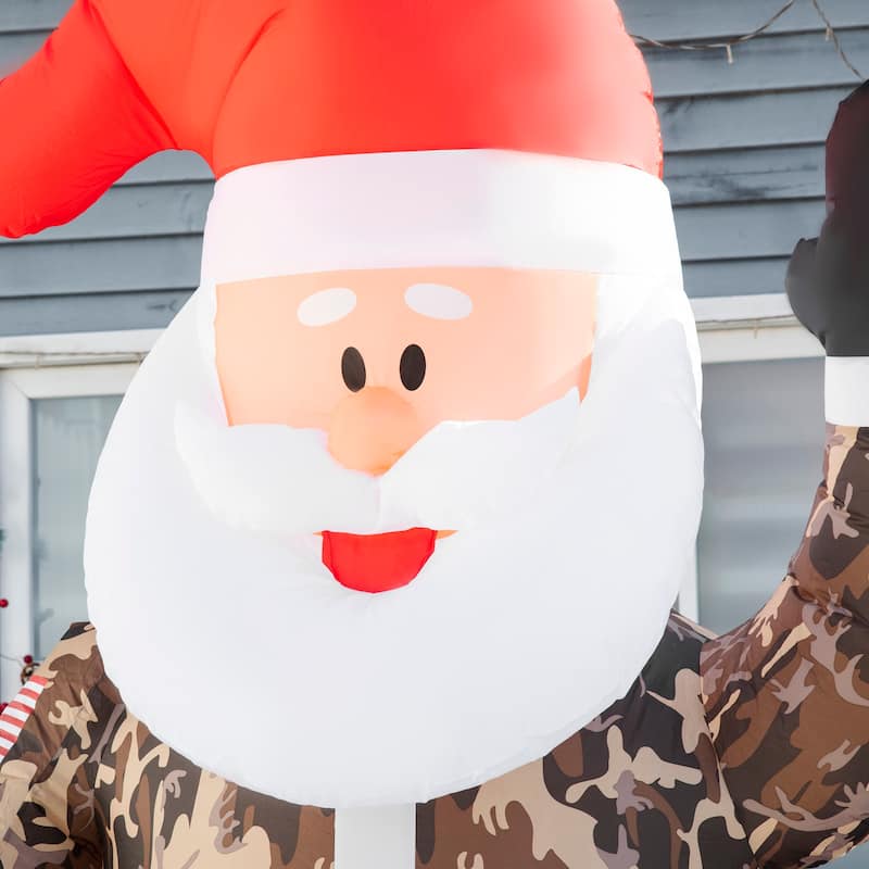 HOMCOM 8 ft. Army Camo Santa Inflatable Christmas Decoration, Holiday Yard Decoration