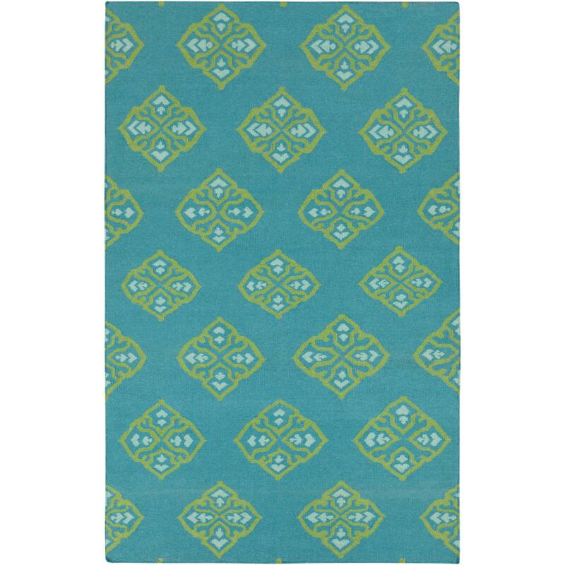 Flatweave Valley Wool Area Rug - Blue/Yellow - 9' x 13'