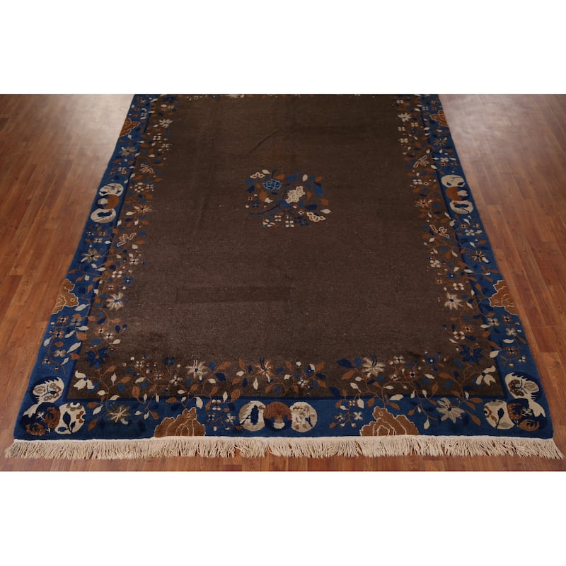 Vegetable Dye Art Deco Nichols Chinese Rug Handmade Wool Carpet - 8'1" x 9'10"