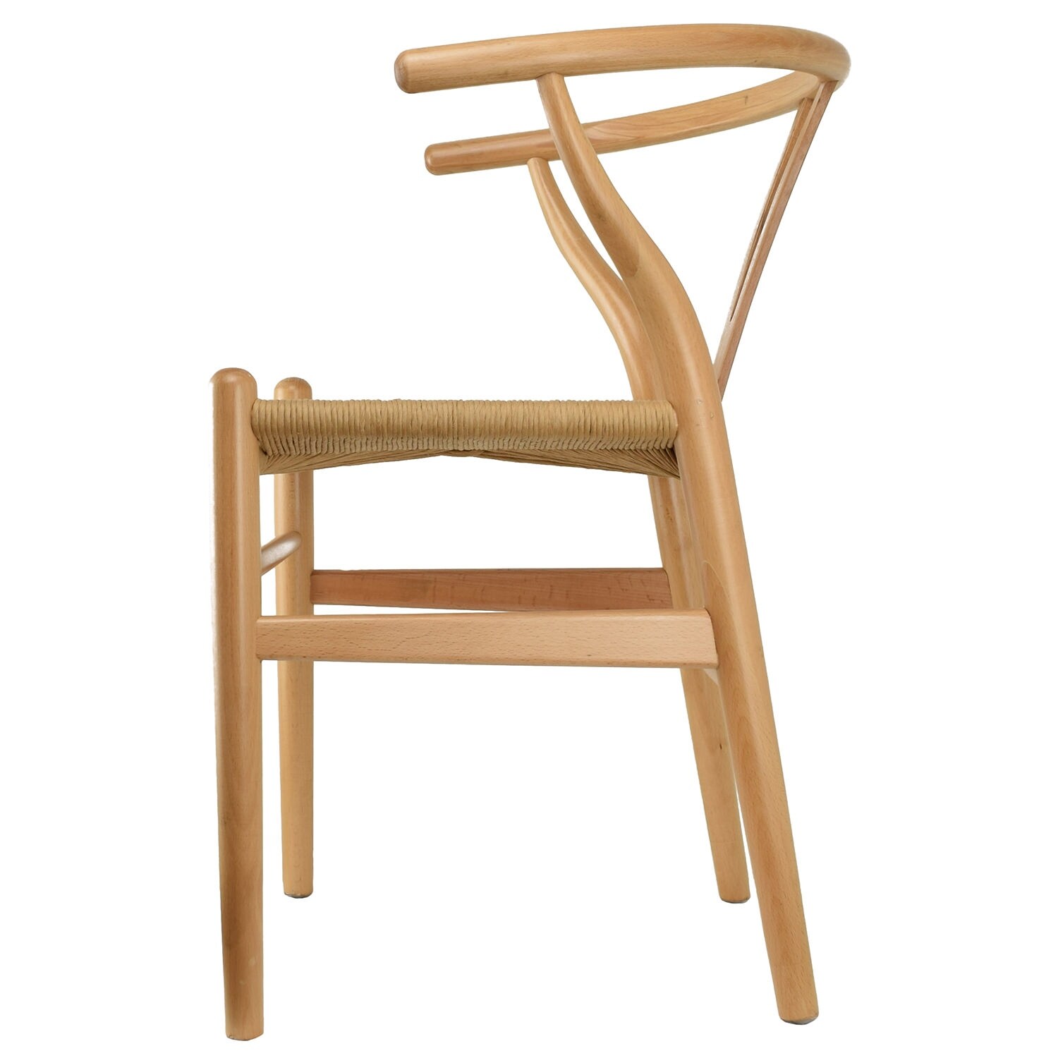 Modern Wish bone Solid Wooden Dining Chair with Woven Paper cord Seat Farmhouse Y Back Elbow Side Chair