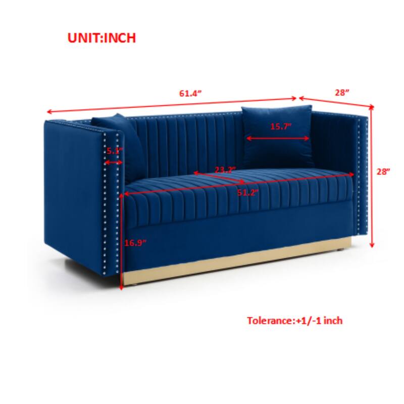 Small Sofa Couch with Nailhead Trim, Bedroom 2 Seat Settee, Versatile Love Seat Couches for Small Space Apartment