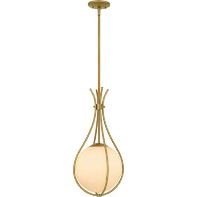 Aged Brass One Light Mini Pendant from the Quoizel Pendant Collection