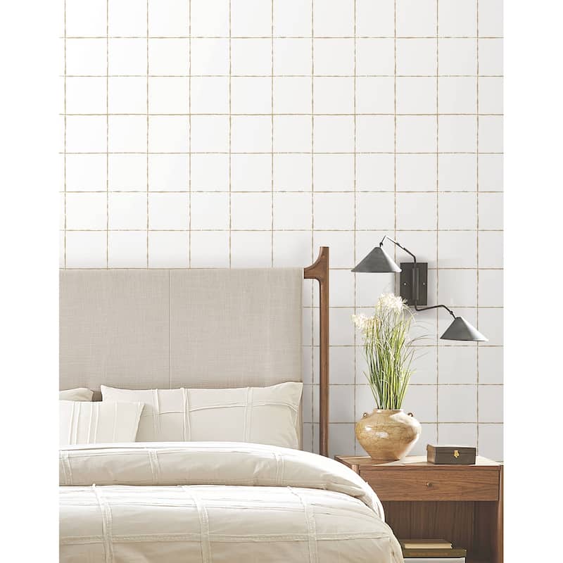 York Wallcoverings La Vitre Plaid Gold Wallpaper