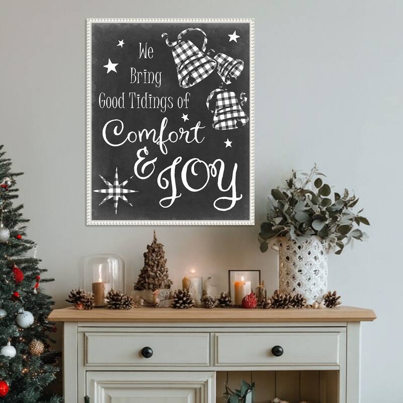 Comfort and Joy by Sharon Chandler (23 x 28 in.), Framed Canvas Wall Art Print - Sylvie Beaded White