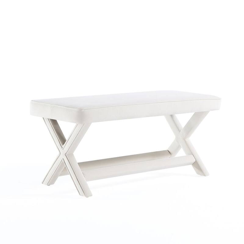 Manhattan Comfort Abigail Mid-Century Modern Velvet Upholstered Bench