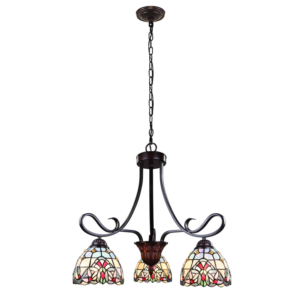 Tiffany-Style Victorian Design 3-light Blackish Bronze Chandelier