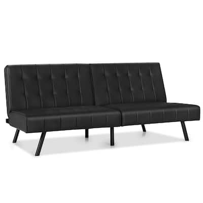 Costway Futon Sofa Bed PU Leather Convertible Folding Couch Sleeper - 70'' x 33.5'' x 32.5''