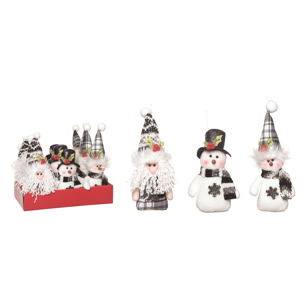 Transpac Polyester 5.5 in. White Christmas Plush Friends in Display Set of 12 - Multicolor