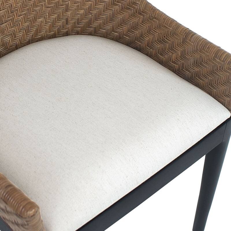 Bohemian 18" W Natural Rattan Backrest with Upholstered Armchair