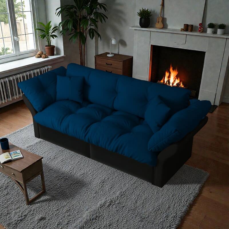 74.8 Inch Queen Pull Out Sofa Bed, 3 in 1 Convertible Velvet Sleeper Loveseat with Tufted Cushions