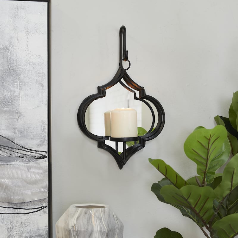 Metal Geometric Wall Hanging Pillar Wall Sconce - Gold or Black - CosmoLiving by Cosmopolitan