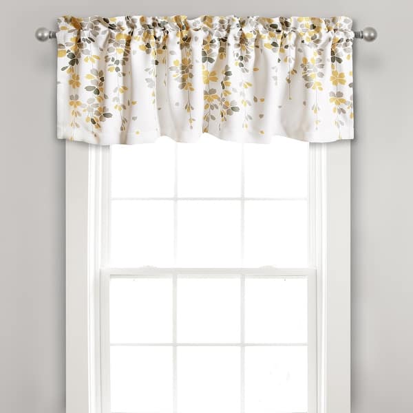 slide 1 of 32, Lush Decor Weeping Flower Room Darkening Window Curtain Valance - 52x18 yellow & gray