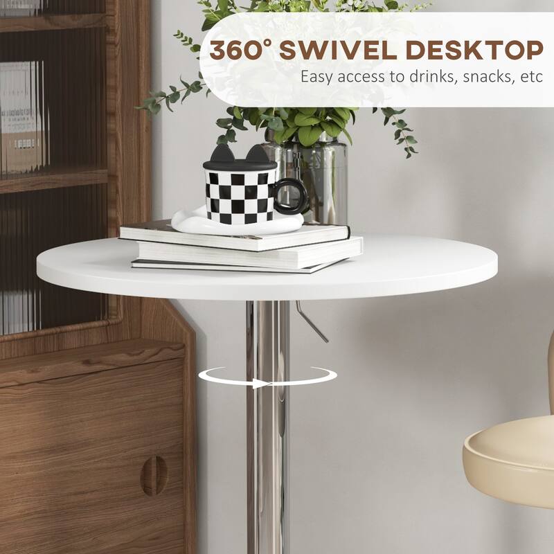 Adjustable Bar Table with Round Swivel Top for Home Bar