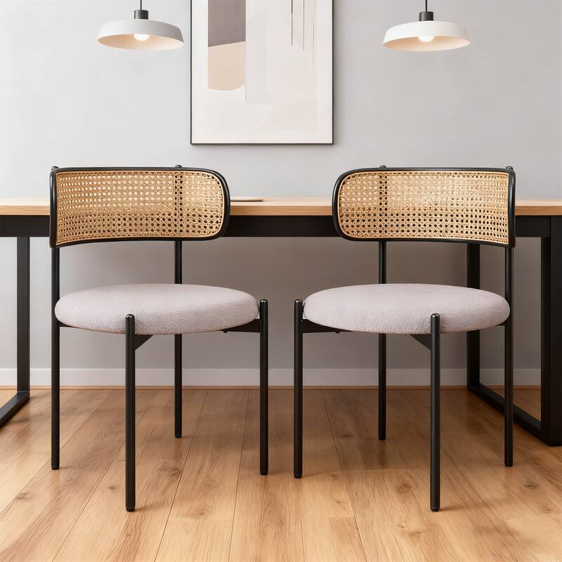 Set of 4 Modern Upholstered Dining Chairs - Light Grey