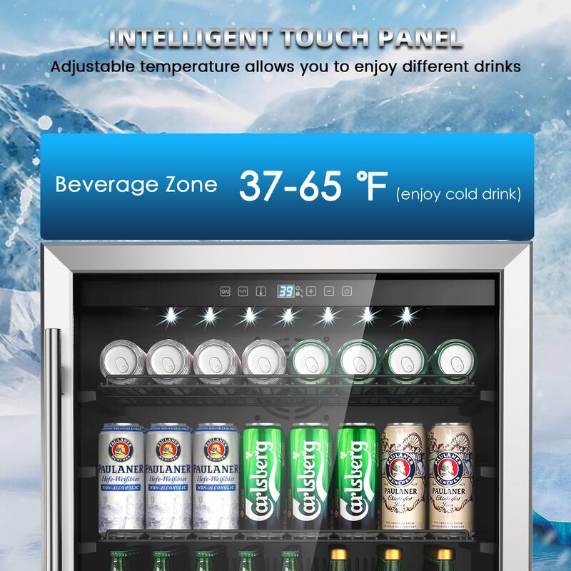 24 Inch Beverage Refrigerator, Built-in/Freestanding Wine Beverage Cooler, Under Counter Beer Fridge