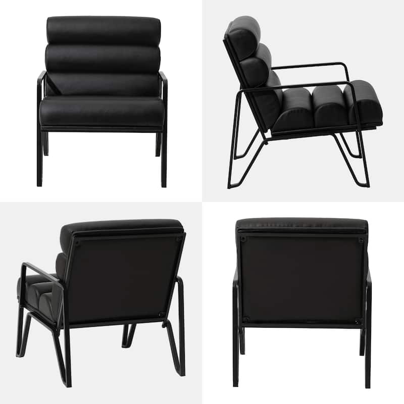 Glitzhome 26.75"W Modern Comfy PU Leather Accent Chair with Metal Frame