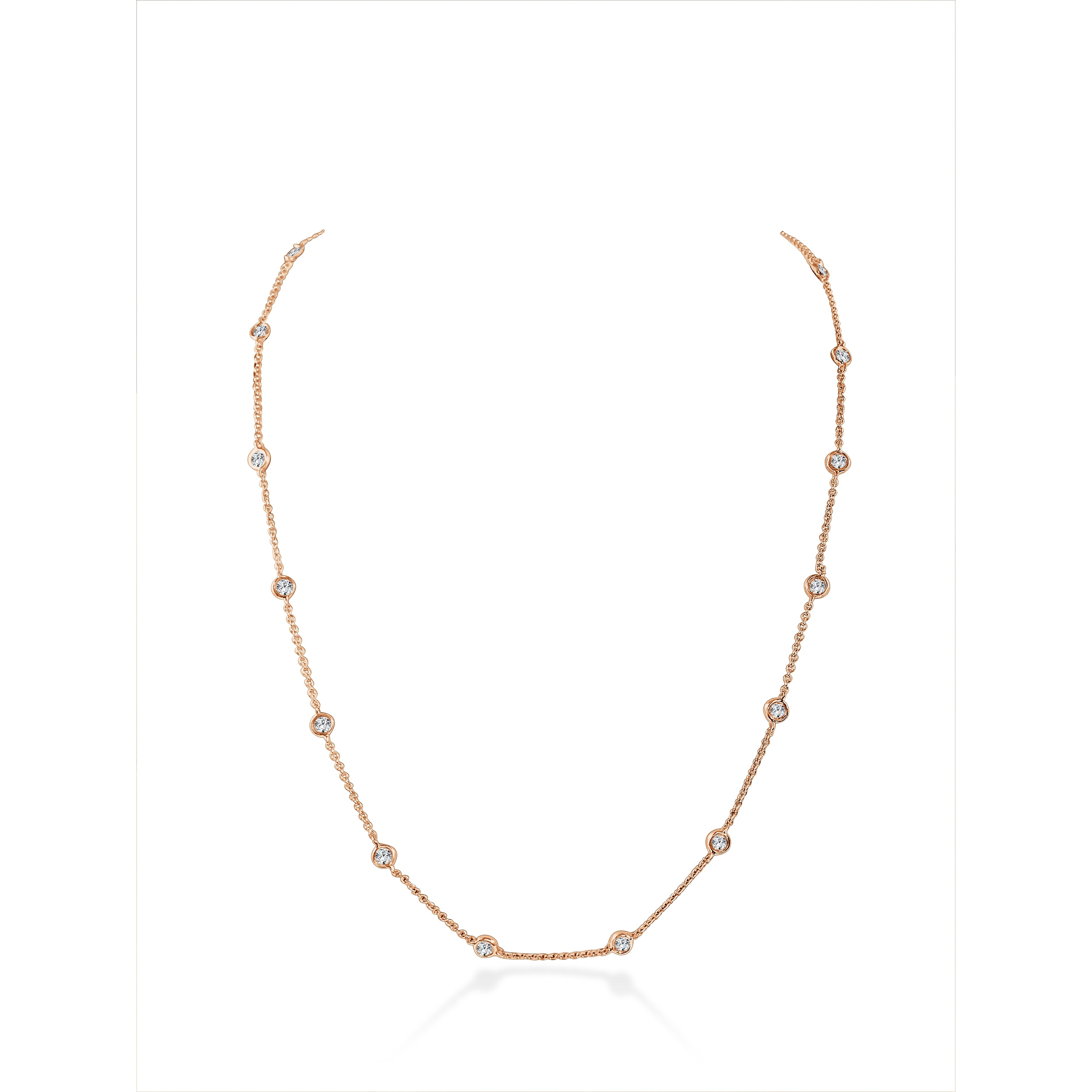 Joelle Collection Diamond Station Necklace 14K Gold 1.20ct 18 Inch