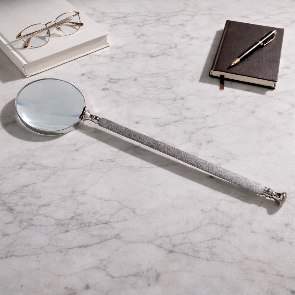 Modern Magnifying Glass Figurine - 20", Ivory & Silver - 20.0"