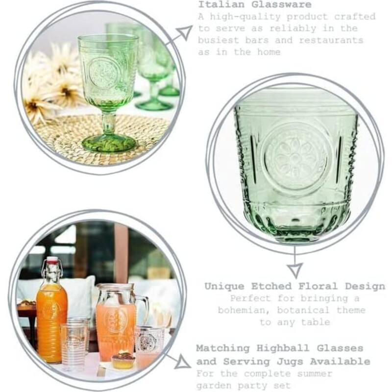 Bormioli Rocco Romantic 10.75oz All Purpose Stemware, Set of 4, Light Blue