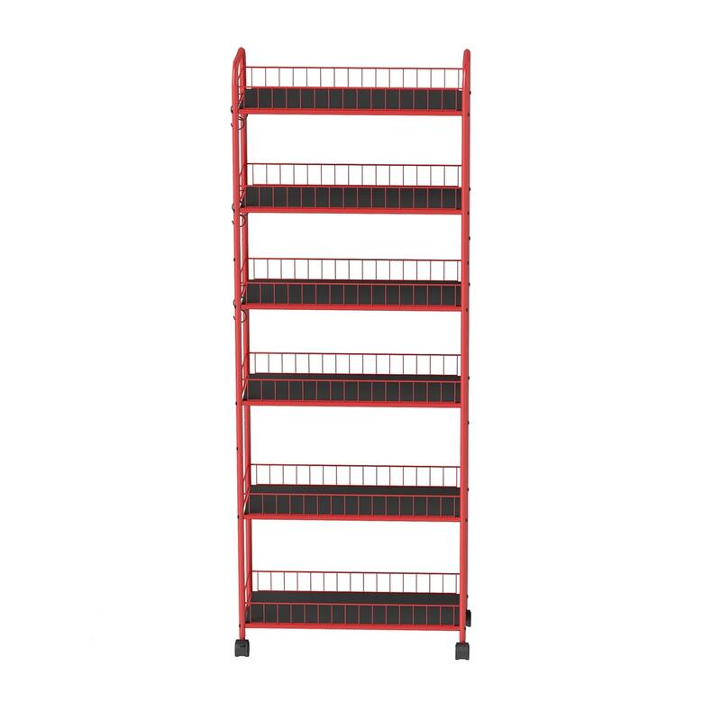 6-Tier Rolling Metal Wire Storage Rack with Baskets