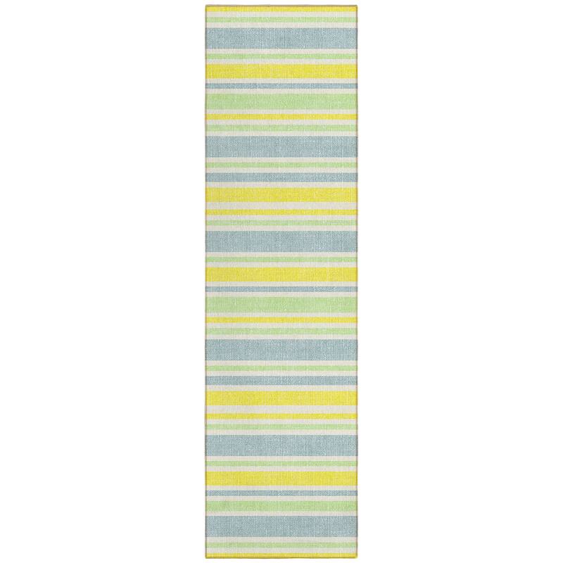Machine Washable Indoor/ Outdoor Multi Cabana Stripe Chantille Rug