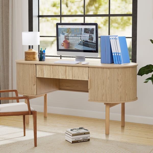 Mdf Computer Table 62.99 in.L MDF Computer Table with Large Storage - Bed Bath & Beyond ...
