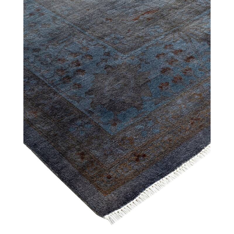 Overton Hand Knotted Wool Vintage Inspired Modern Contemporary Overdyed Gray Area Rug - 9' 1" x 12' 1"
