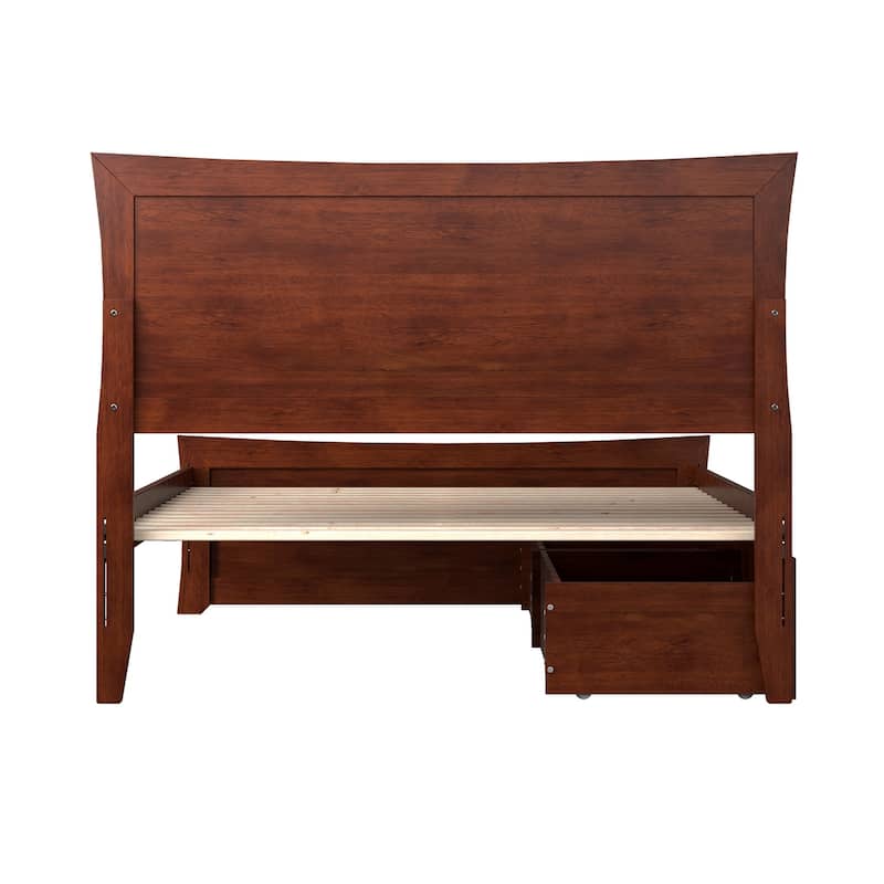Metro Full Platform Bed with Footboard with 2 Bed Drawers in Walnut