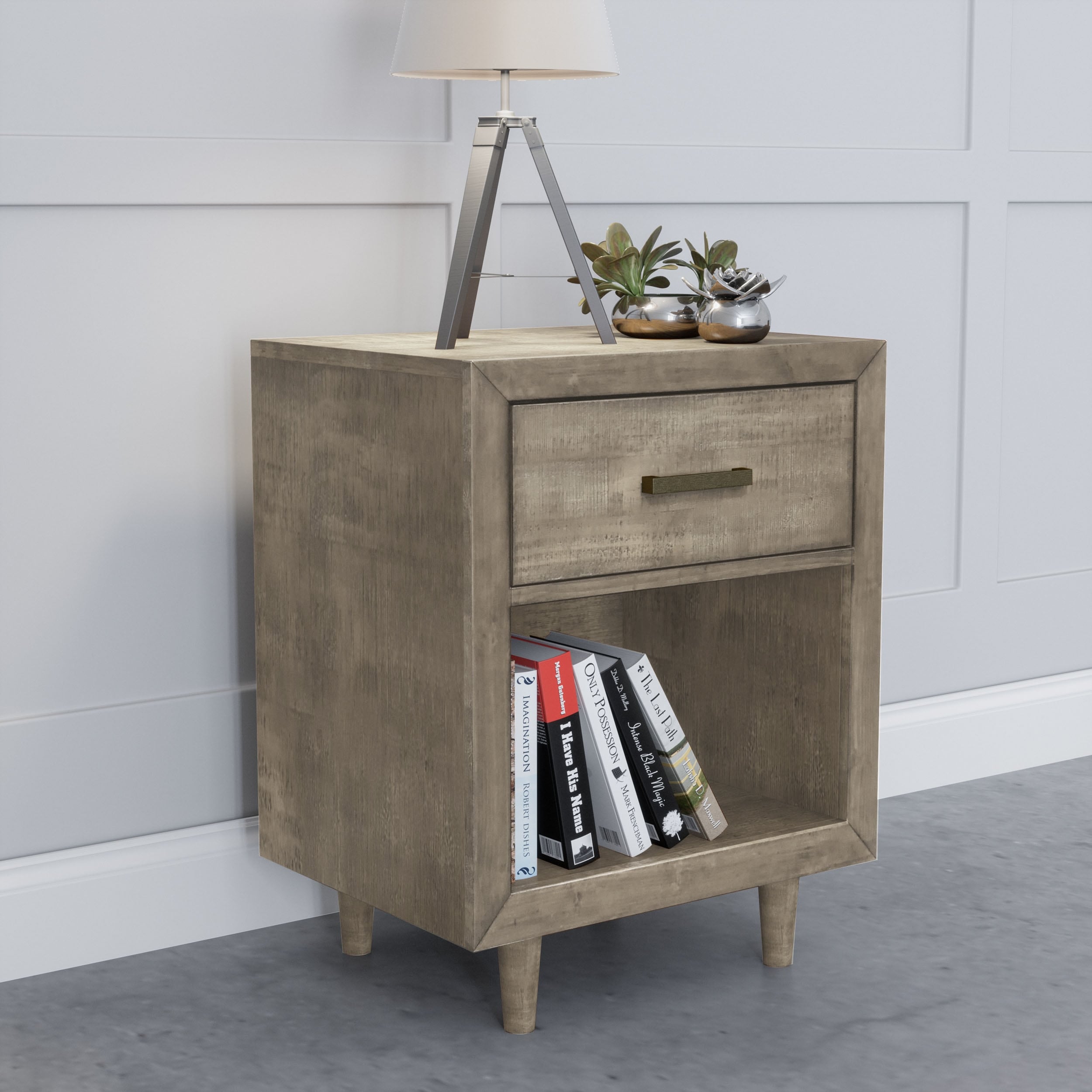 Shop Abbyson Retro Mid Century Wood Nightstand With Usb Ports Overstock 26281099