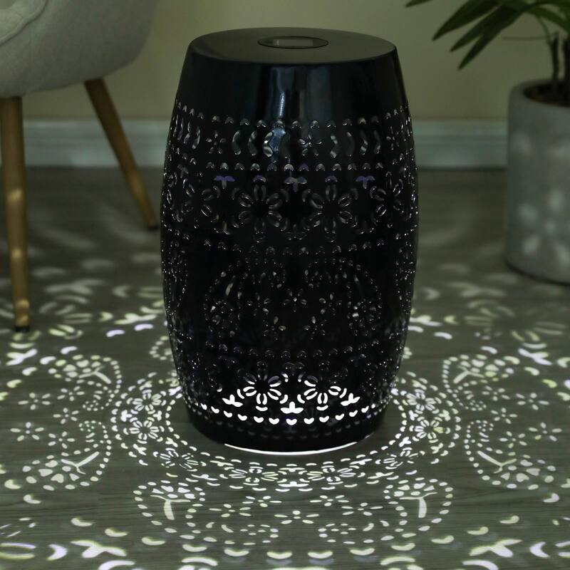 Solar-Powered Side Table with Light - Modern Iron Design, Garden & Patio Accent