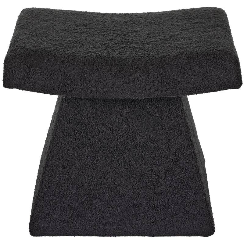 Black Teddy Upholstered T-Shape Vanity Foot Stool 19"W x 16"H