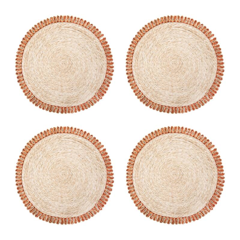 Caravan Loopy Abaca Placemats - Set of 4 - Natural, Orange