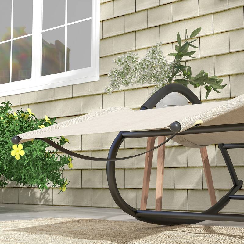 Outsunny Rocking Chair, Zero Gravity Patio Chaise Sun Lounger, Outdoor Rocker, UV Water Resistant