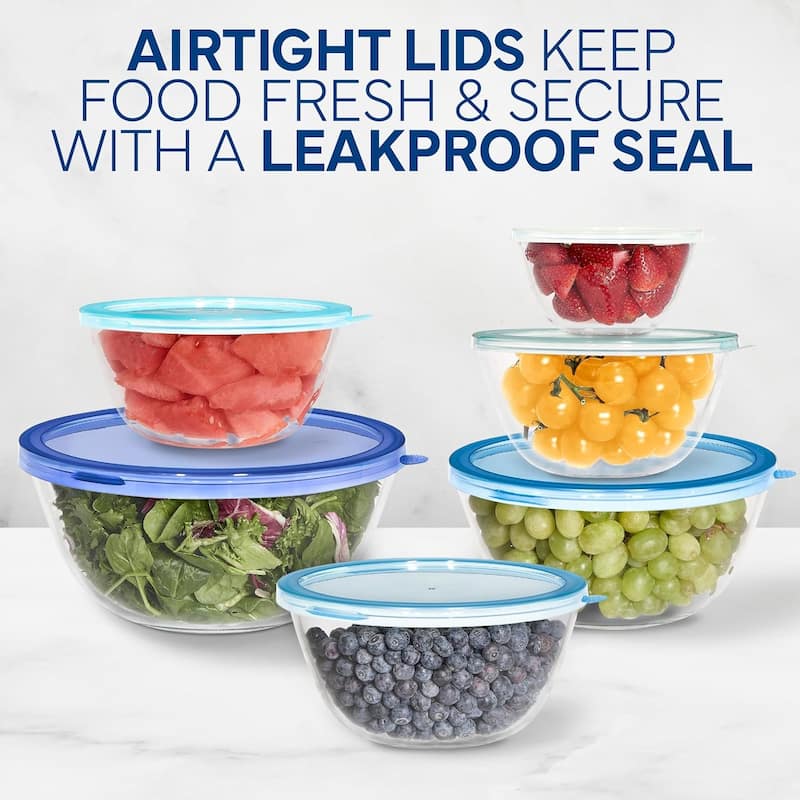 COOK WITH COLOR 12 Pc Glass Nesting Mixing Bowl Set with Lids for Cooking and Prep