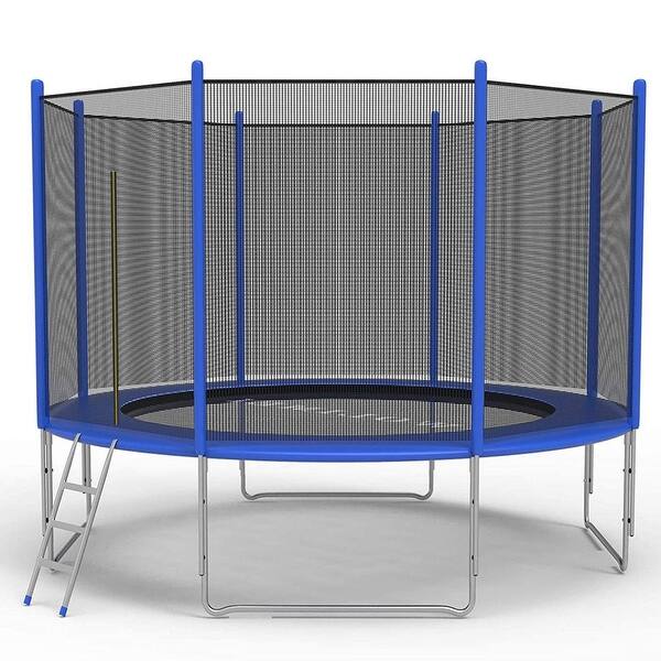 slide 2 of 4, 12 Feet Outdoor Trampoline Bounce Combo with Safety Closure Net Ladder 71 inch