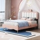 preview thumbnail 2 of 14, Cute Princess Bed Upholstered Platform Bed with Headboard, Unique Princess Design Bed Frame with Bow-Knot & Metal Leg