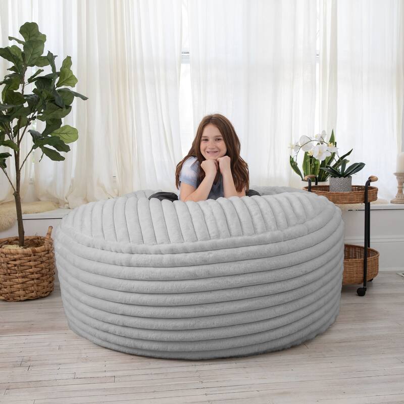 Jaxx Saxx 5 Foot Large Bean Bag Chair w/ Removable Cover for Adults, Mondo Fur