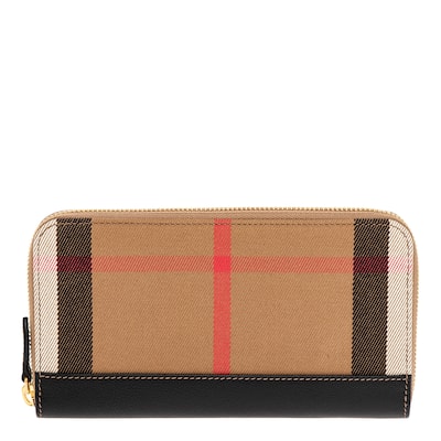 Burberry Zip Around Wallet in House Check and Leather