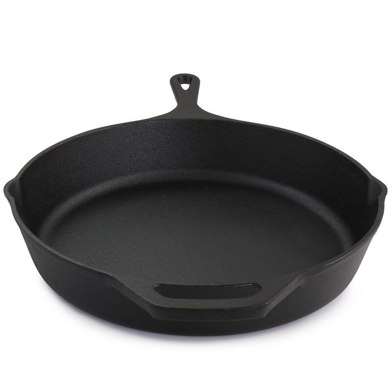 MegaChef 12 Inch Round Preseasoned Cast Iron Frying Pan in Black - 12 Inch