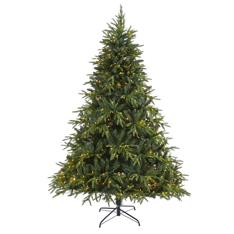 7.5 Ft Artificial Christmas Tree with Lights - Modern Holiday Decor, Full & Realistic Design - Green - 84