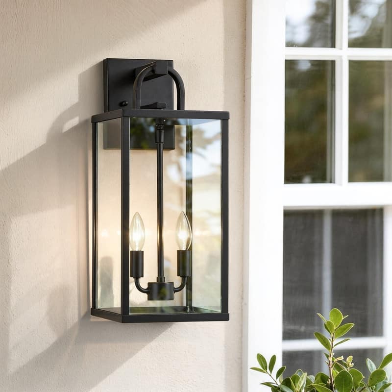 KAWOTI 2-Light Outdoor Lantern Wall Light - W8.25" x H20" x D9.5"