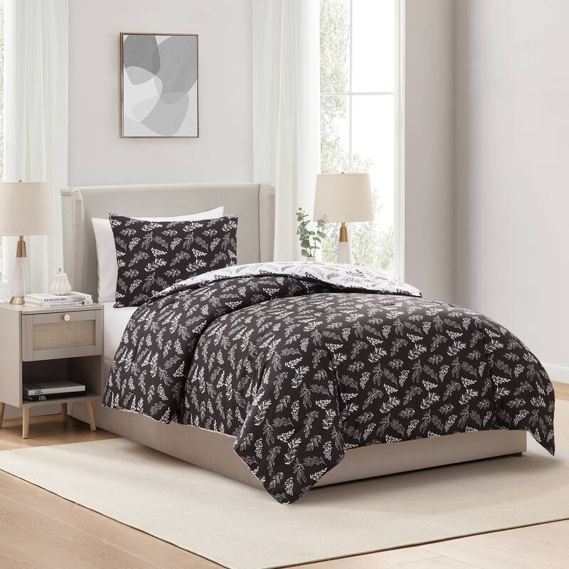 Empyrean 3PC Reversible Botanical Printed Comforter Bedding Set