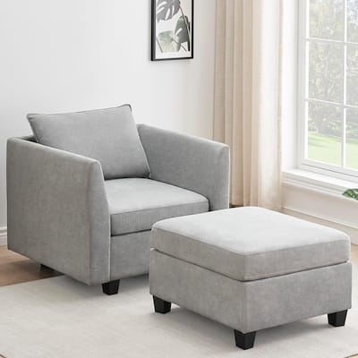 Accent Chair with Storage Seat, Armchair with Footrest Ottoman Couches