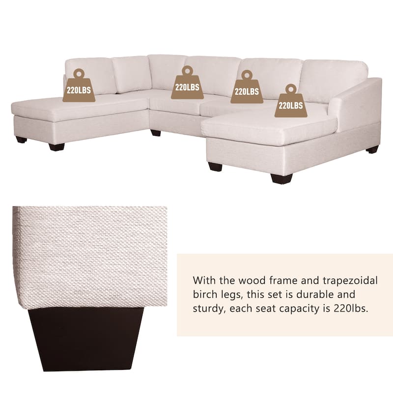 Modern Large U-Shape Sectional Sofa, Double Extra Wide Chaise Lounge ...