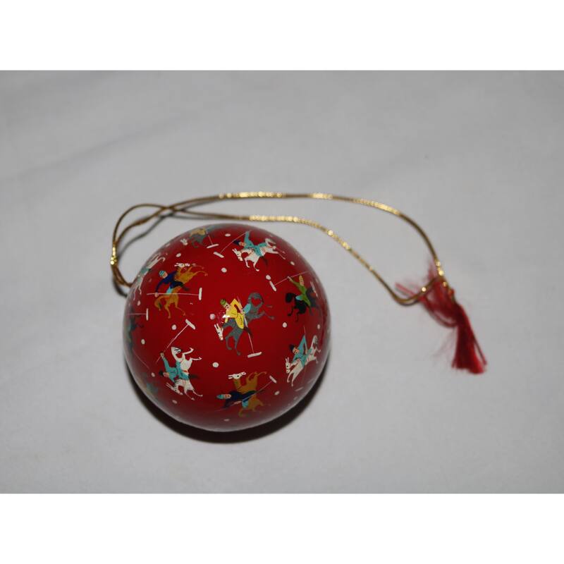 Handmade Christmas Ornaments Hand Painted by Artisan on Recycled Paper - Polo Red - One Size