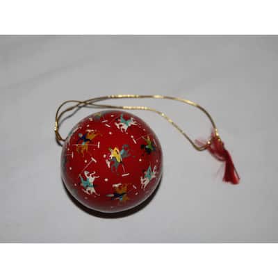 Handmade Christmas Ornaments Hand Painted by Artisan on Recycled Paper - Polo Red - One Size