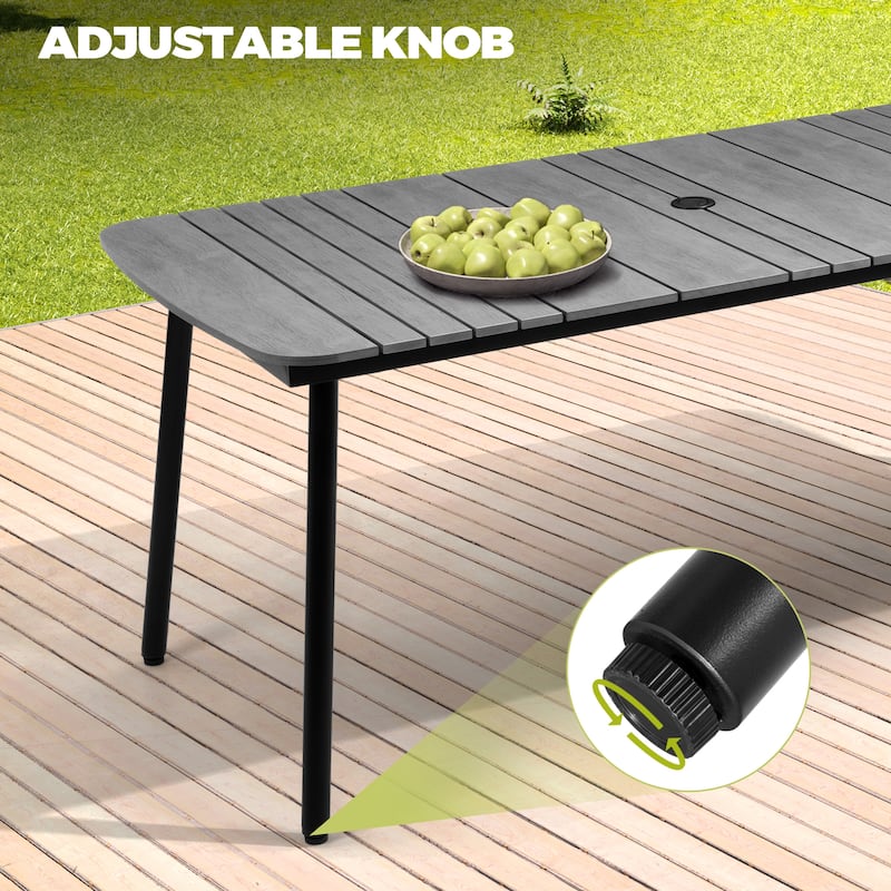 7/9PC Patio Dining Table Rectangular Aluminum Outdoor Table with Folding Chairs